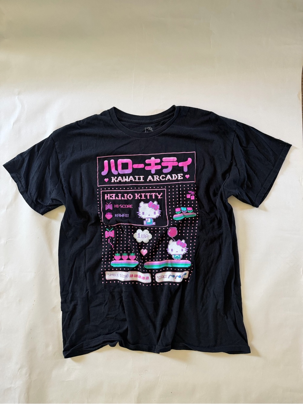 Hello Kitty Kawaii Arcade Black Tee XL